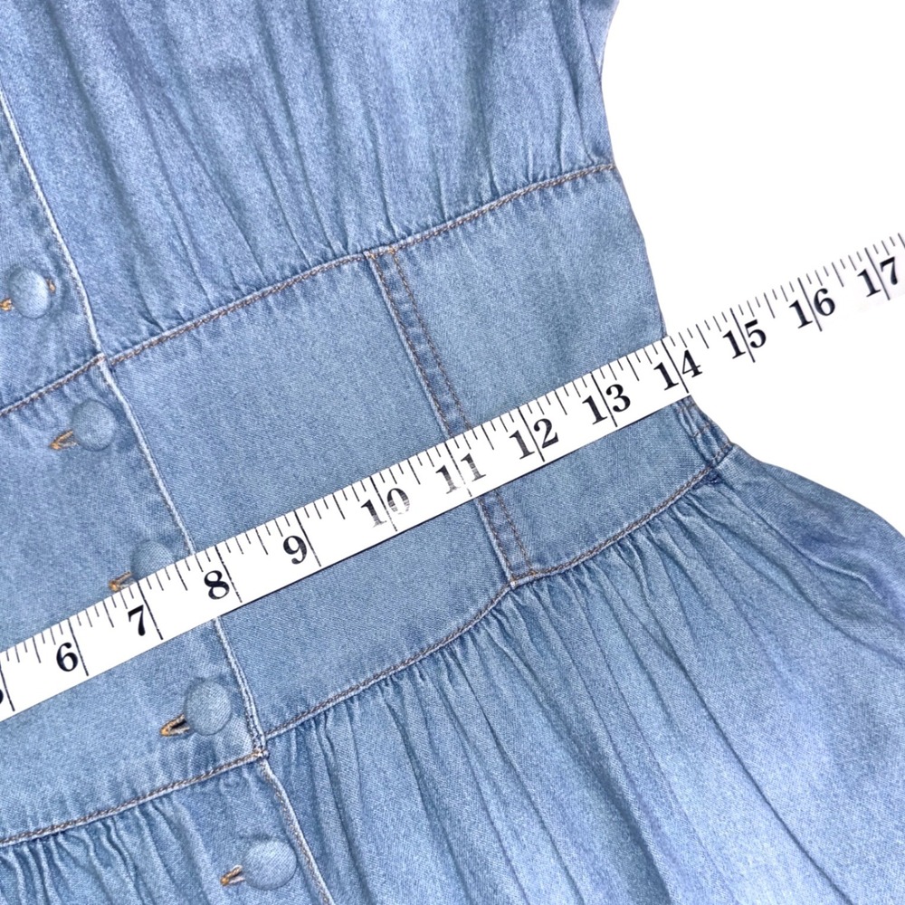 VTG 90s Styleworks Denim Midi Dress 8 Long Sleeve Button Front Western Prairie * - Picture 12 of 14
